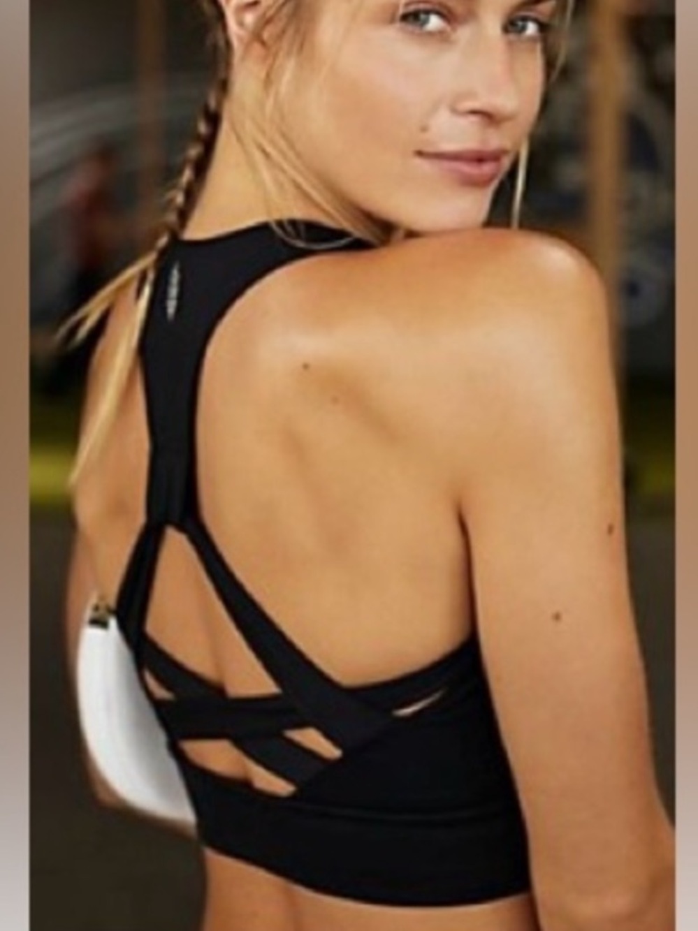 Free People Black Strappy Racerback Sports Bra